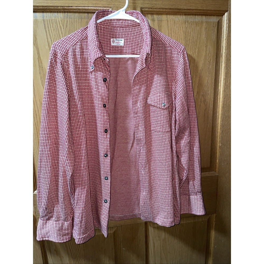 Vintage 50s 60s  Emeassy Long Sleeves Red Tan Houndstooth
